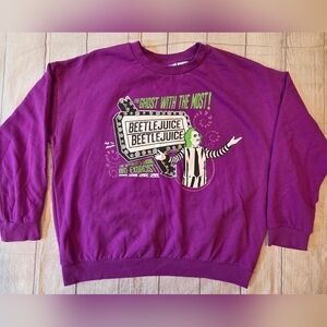 Beetlejuice Branded Size XXL Unisex Crewneck Sweatshirt Purple Halloween Creepy